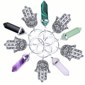 Llavero con Piedra y  Mano de Fátima